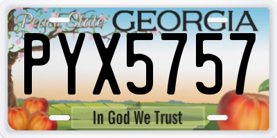 GA license plate PYX5757