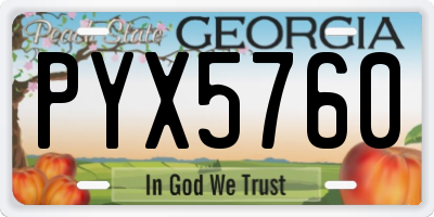 GA license plate PYX5760