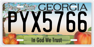 GA license plate PYX5766
