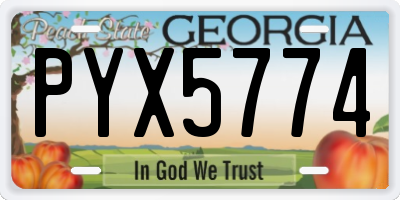 GA license plate PYX5774