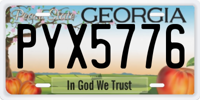 GA license plate PYX5776