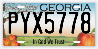 GA license plate PYX5778