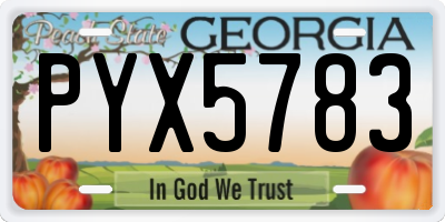 GA license plate PYX5783