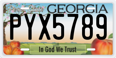 GA license plate PYX5789