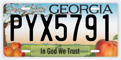 GA license plate PYX5791