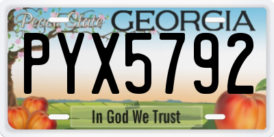 GA license plate PYX5792