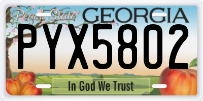 GA license plate PYX5802