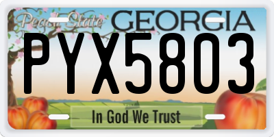 GA license plate PYX5803