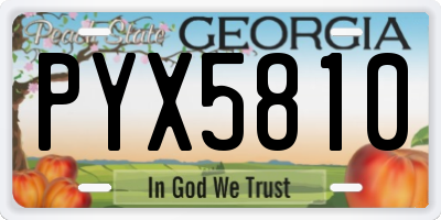 GA license plate PYX5810