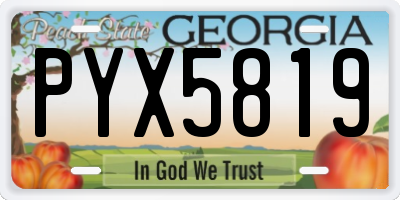 GA license plate PYX5819