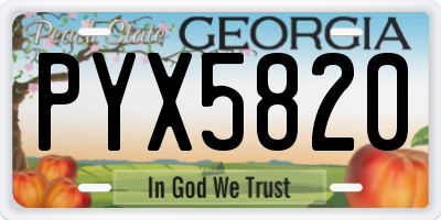 GA license plate PYX5820