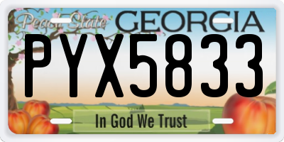 GA license plate PYX5833
