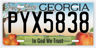 GA license plate PYX5838