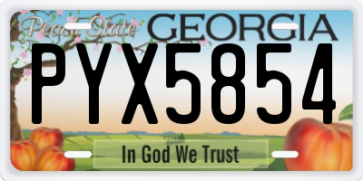 GA license plate PYX5854