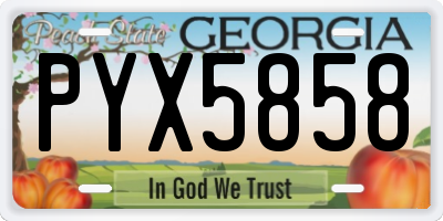 GA license plate PYX5858