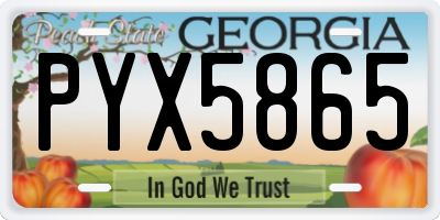 GA license plate PYX5865
