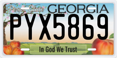 GA license plate PYX5869