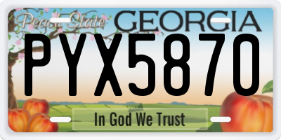 GA license plate PYX5870