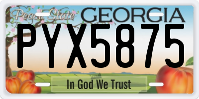 GA license plate PYX5875