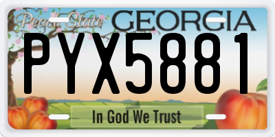 GA license plate PYX5881