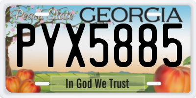 GA license plate PYX5885