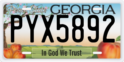 GA license plate PYX5892