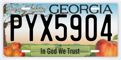 GA license plate PYX5904