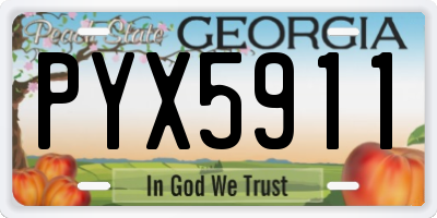 GA license plate PYX5911