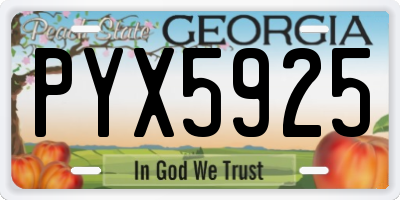 GA license plate PYX5925