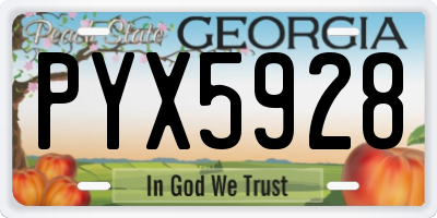 GA license plate PYX5928