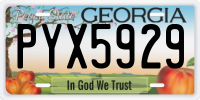 GA license plate PYX5929