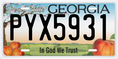 GA license plate PYX5931