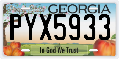 GA license plate PYX5933