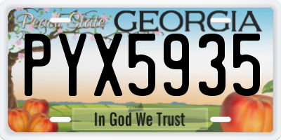 GA license plate PYX5935