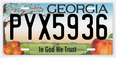 GA license plate PYX5936