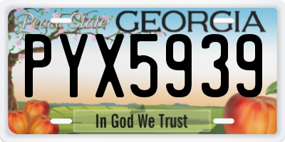 GA license plate PYX5939