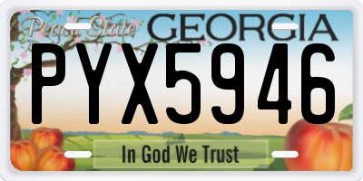 GA license plate PYX5946