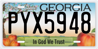 GA license plate PYX5948