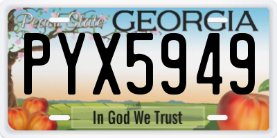 GA license plate PYX5949
