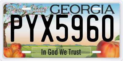 GA license plate PYX5960