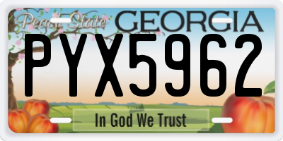 GA license plate PYX5962