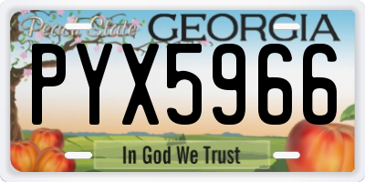 GA license plate PYX5966