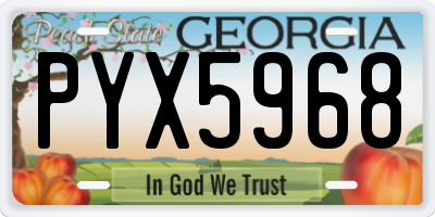 GA license plate PYX5968