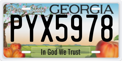 GA license plate PYX5978