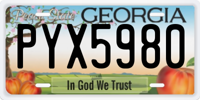 GA license plate PYX5980