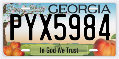 GA license plate PYX5984