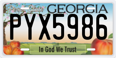 GA license plate PYX5986