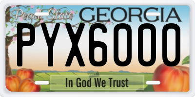 GA license plate PYX6000