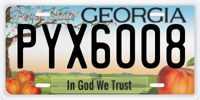 GA license plate PYX6008