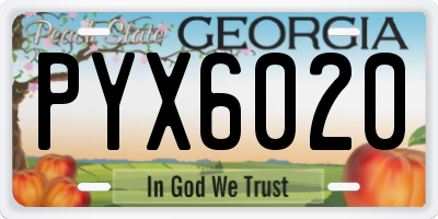 GA license plate PYX6020